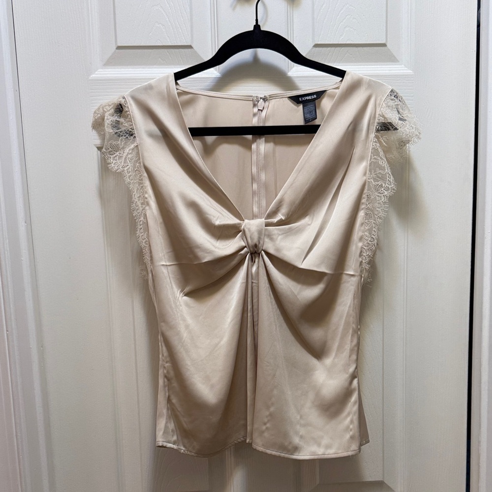 Express Cream Lace Accent Blouse